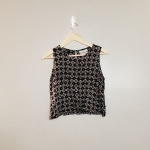 Red's threads cream 90s black crop top vintage y2k